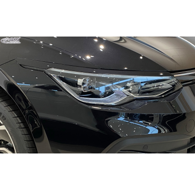RDX Pestañas de faros para VW Golf 8 CD/CDV Light Brows Conjunto para ambos lados. Fabricado en plástico PUR/ABS. Incluye homolo