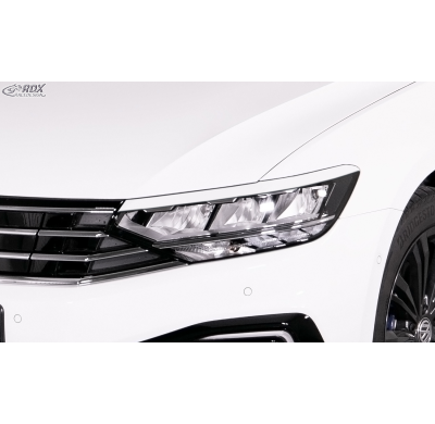 RDX Pestañas de faros para VW Passat 3G B8 (2014-2019 y 2019+) Light Brows Conjunto para ambos lados. Fabricado en plástico PUR/
