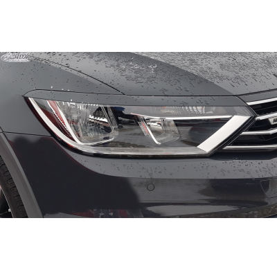 RDX Pestañas de faros para VW Passat 3G B8 (2014-2019 y 2019+) Light Brows Conjunto para ambos lados. Fabricado en plástico PUR/