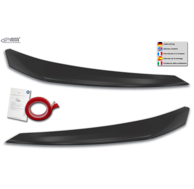 RDX Pestañas de faros para PEUGEOT 208 y 2008 (U) 2019+ Light Brows Conjunto para ambos lados. Fabricado en plástico PUR/ABS. In