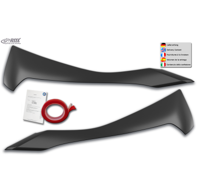 RDX Pestañas de faros para RENAULT Captur II (RJB, 2020+) Light Brows Conjunto para ambos lados. Fabricado en plástico PUR/ABS.