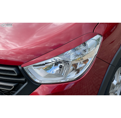 RDX Pestañas de faros para DACIA Lodgy & Dokker SD (2012-2022) Light Brows Conjunto para ambos lados. Fabricado en plástico PUR/
