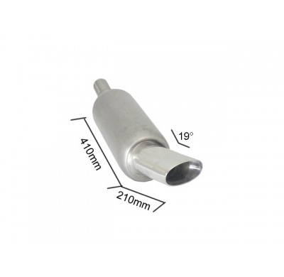 Escape Universal Acero Inox Con Salida Ovalada 110x65 Mm Sport Line - Tubo De Entrada 46/51 Mm Para Soldar - Cola Inclinada