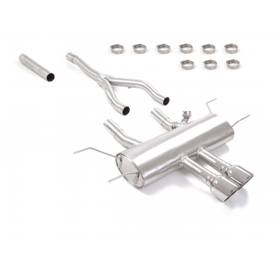Tramo intermedio grupo N en acero inox + Silencioso trasero en acero inox con salidas redondas 2x114 mm Sport Line</p>
 Con valv