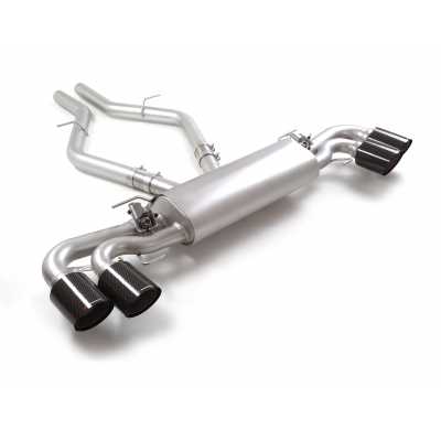 Silencioso trasero doble en acero inox con salidas redondas 2 / 110 mm Carbon Shot asimetricas</p>
 con valvulas integradas.Las