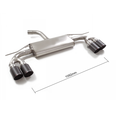 Silencioso trasero doble en acero inox con salidas redondas 2 / 100 mm Carbon Shot asimetricas</p>
 Línea con diámetro mejorado