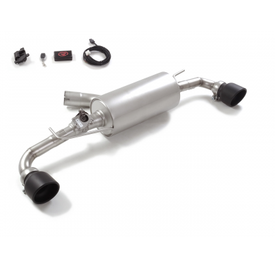Silencioso trasero doble en acero inox con salidas redondas 114 mm Sport Line Black</p>
 con válvula eléctrica integrada. El con