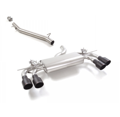 Tramo intermedio en acero inox + Silencioso trasero doble en acero inox con salidas redondas 2 / 102 mm Sport Line Black</p>
 co