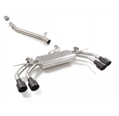 Tramo intermedio en acero inox + Silencioso trasero doble en acero inox con salidas redondas 2 / 102 mm Sport Line Black</p>
 co