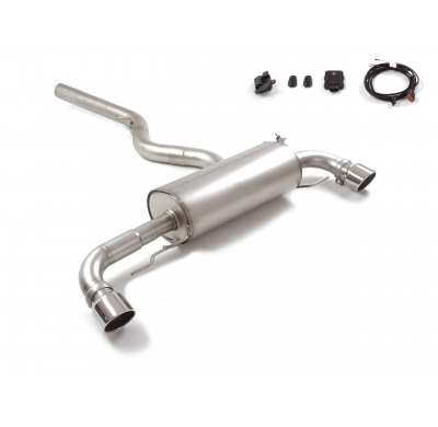 Silencioso trasero doble en acero inox con salidas redondas 102 mm Sport Line  </p>
 con válvula eléctrica integrada. El control