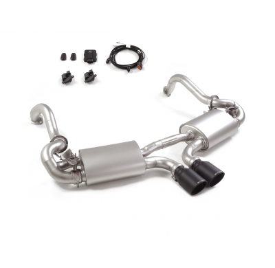 Silencioso trasero doble en acero inox con salidas redondas 102 mm Sport Line Black  
 con válvulas eléctricas integradas. El co