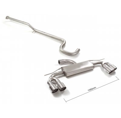 Tramo intermedio grupo N en acero inox + Silencioso trasero doble en acero inox con salidas redondas 2x90 mm Sport Line asimetri