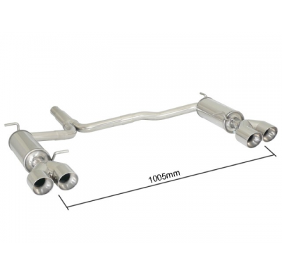 Escape Trasero Doble Acero Inox Salidas Redondas 2x90 Mm Sport Line Asimetricas - Modificación Del Parachoques Original - Añ