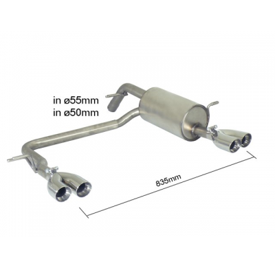 Silencioso Trasero Doble Acero Inox Salidas Redondas 2x70 Mm Sport Line Asimetricas - Modificación Del Parachoques Original
  Pe