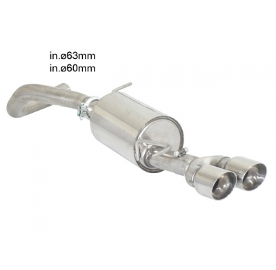 Silencioso Trasero Acero Inox Salidas Redondas 2x90 Mm Sport Line Asimetricas - Línea Con Diámetro Mejorado 63,5 Mm
  Volkswagen