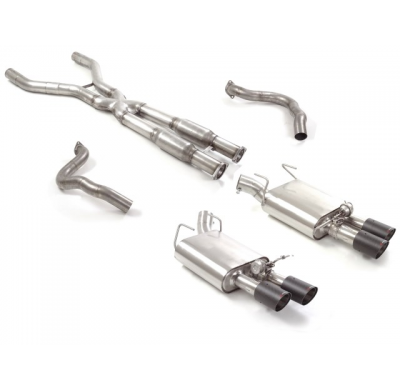 Tramo Intermedio Con Escape Acero Inox + Escape Trasero Doble Acero Inox Salidas Redondas 2x90 Mm Carbon Shot Asimetrica