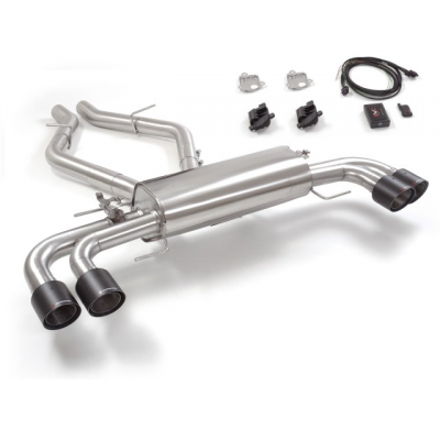 Escape Trasero Doble Acero Inox Salidas Redondas 2 / 100 Mm Carbon Shot 
 Con Válvulas Eléctricas Integradas Y Mando Wifi. 