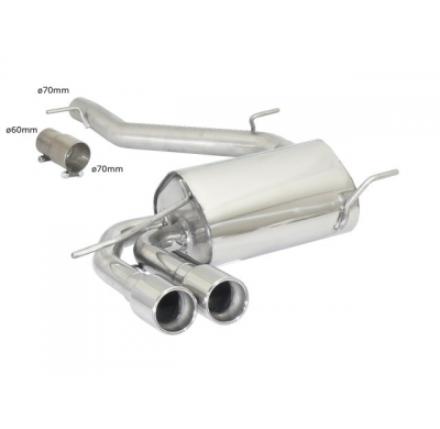 Escape Trasero Acero Inox Salidas Redondas 2x80 Mm Asimetricas
 Línea Con Diámetro Mejorado 70 Mm
 Audi S3 (Typ 8p) 2006>>20