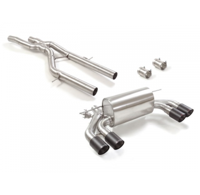 Tramo Intermedio Acero Inox + Escape Trasero Doble Acero Inox Salidas Redondas 2x90 Mm Carbon Shot Asimetricas 
 Con Valvula