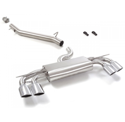 Tramo intermedio grupo N en acero inox + Silencioso trasero doble en acero inox con salidas ovaladas 2 / 108x70 mm
 Supresión de