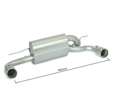 Silencioso trasero doble en acero inox con salidas redondas 90 mm 
 Línea con diámetro mejorado 70 mm
 
 CON HOMOLOGACION BMW Se