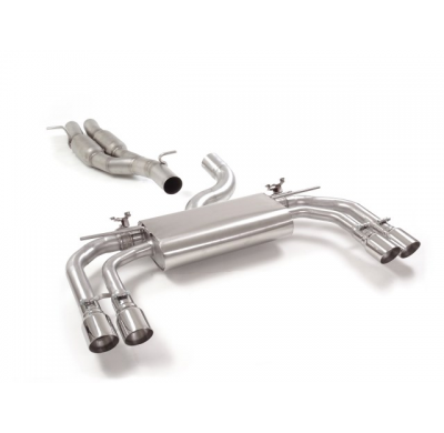 Tramo Intermedio Con Escape Acero Inox + Escape Trasero Doble Acero Inox Salidas Redondas 2x90 Mm Sport Line Asimetricas