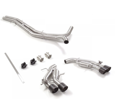 Tramo Intermedio Grupo N Acero Inox + Escape Trasero Doble Acero Inox Grupo N Salidas Redondas 2 X 100 Mm Carbon Shot Asimet