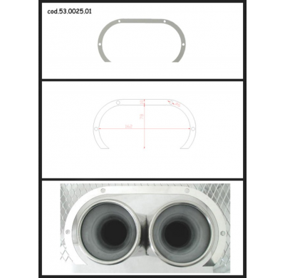 Protección Estética Acero Inox Ovalada Abierta
 Para Colas Redondas 2x70 Mm
 Universal Protecciones Estét View All Ragazzon