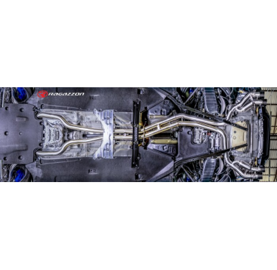 Tramo Intermedio Grupo N Acero Inox + Escape Trasero Doble Acero Inox Grupo N Salidas Redondas 2 X 100 Mm Carbon Shot Asimet