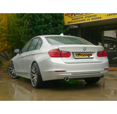 Escape Trasero Doble Acero Inox Salidas Redondas 80 Mm 
  Bmw Serie3 F30-F31-F34-F35 F30(Sedan) 320d (120kw) 10/2011>> Ragaz