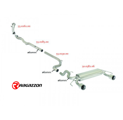 Escape Trasero Doble Acero Inox Salidas Redondas 102 Mm
 Línea Con Diámetro Mejorado 60 Mm 
 Opel Corsa D 1.6 Turbo Opc Nürb