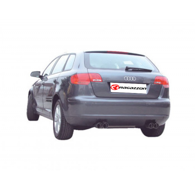 Escape Trasero Doble Acero Inox Salidas Redondas 2x80 Mm Asimetricas - Modificación Del Parachoques Original
  Audi A3 (Typ
