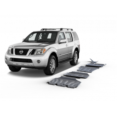 Protector Aluminio 4 mm Rival kit completo sin depósito (4 piezas) Nissan Navara D40 2,5D; 3,0 2005-2015