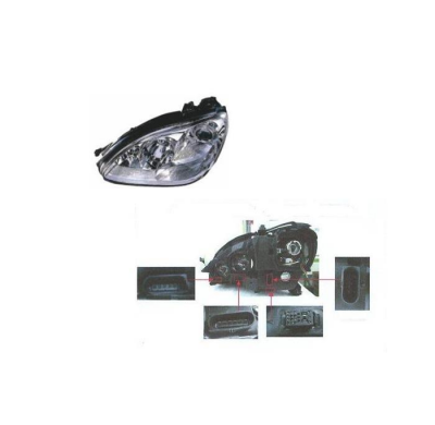 Mercedes W220 02-*Faro Izq C/Regulacion Electrica (Hid/H7) 4 Conectores