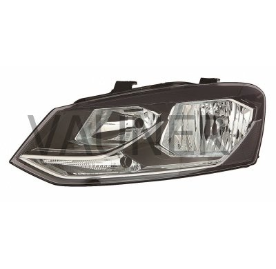 Vw Polo 14-*Faro Izq Con Regulacion Electrica Con Motor H7/H7 Interior Negro