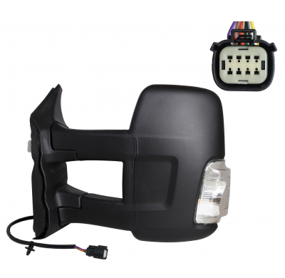 FORD TRANSIT 2019.05-*RETROVISOR IZQ ELECTRICO TERMICO CONVEXO CON PILOTO BLANCO BRAZO LARGO (CHASIS LARGO) 5W 6PIN