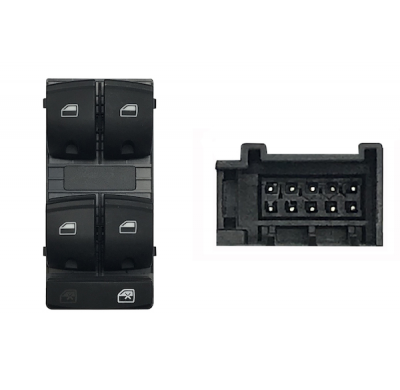 Audi A3/A6/Q7 03-*Interruptor Puerta Delanter. Izq(Negro/Blanco)(4 Botones)10pin