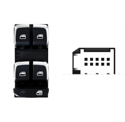 AUDI A4/A5/Q5 2011.11-*INTERRUPTOR PUERTA DELANTERA IZQ(NEGRO/CROMADO)(4 BOT)10PIN