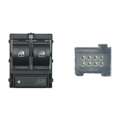 Fiat Ducato 06-*Interruptor Puerta Delanter. Izq+bloqueo Puerta(Logo Furgoneta)Gris(2 Botones)8pin