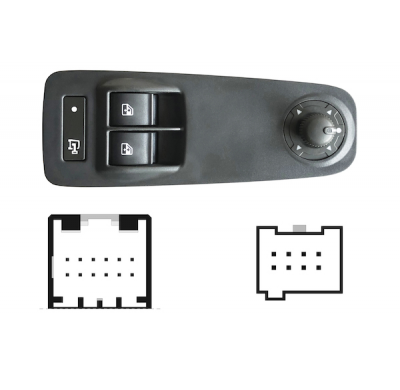 CITROEN JUMPER/BOX 06-* INTERRUPTOR COMPLETO PUERTA DELANTERA IZQ + BLOQUEO PUERTAS(LLAVE LARGA) (2 BOTONES) 20PIN