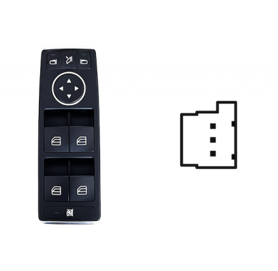 MERCEDES C W204 2011.03-*BOTONERA PUERTA DELANTERA IZQ + RETROVISOR ELECTRICO ABATIBLE (4 BOT)3PIN