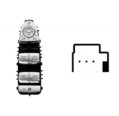 MERCEDES C W205 2014.02-*BOTONERA PUERTA DELANTERA IZQ + RETROVISOR ELECTRICO ABATIBLE (4 BOT CROM)3PIN