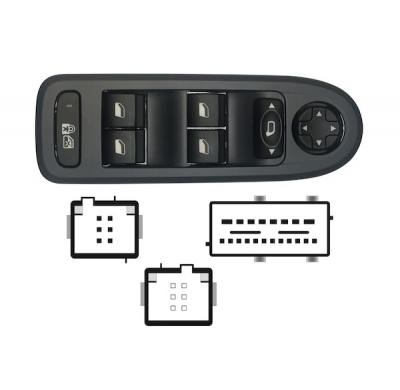 Peugeot 308 07-*Interruptor Completo Puerta Delanter. Izq+retrovisor (4 Botones) 26pin