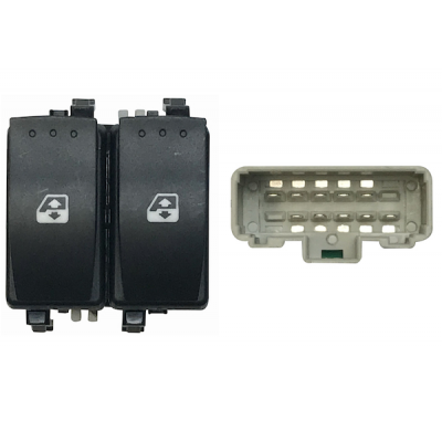 Renault Laguna/Meg 00-*Interruptor Puerta Delanter. Izq Con Sistema Confort + Retrovisor (2 Botones)10pin(Conector Gris)