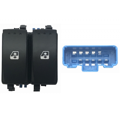 Renault Megane 06-*Interruptor Puerta Delanter. Izq (2 Botones) 10 Pin (Conector Azul)