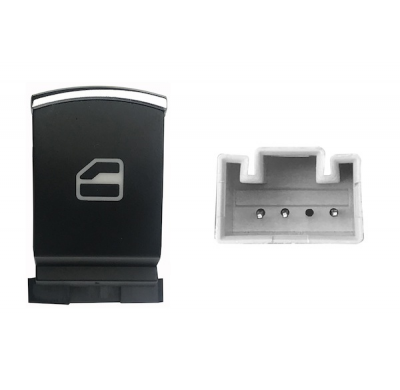 Seat/Vw Golf/Pas/Caddy 08-*Boton Elevalunas Delanter. Dch + Trasero Dch/Izq (Negro/Cromado) 3pin