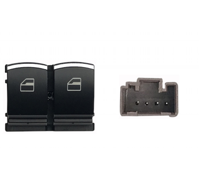 Vw Golf/Caddy 08-*Interruptor Puerta Delanter. Izq(Negro/Cromado)(2 Botones)4pin