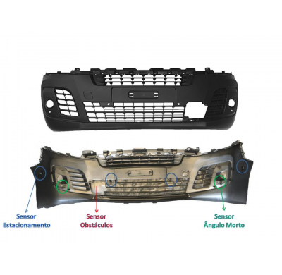 Citroen Jumpy/Exp 16-*Paragolpes Delantero Negro(Con Agujeros Para Antniebla + 6 Agujeros Sensor + Agujeros Sensor Obstaculo)