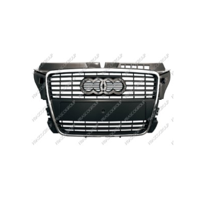 Audi A3 09> Rejilla Negra Con Moldura Cromada (Con Portamatricula) Audi A3 2009->