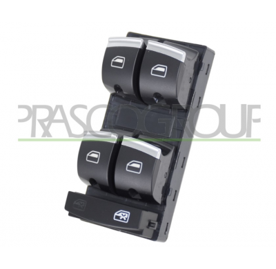 INTERRUPTOR ELEVALUNAS NEGRO/BORDE CROMADO-4 INTERRUPTORES-ELEVALUNAS PORTA DELANTERA IZQUIERDA-10 PINES